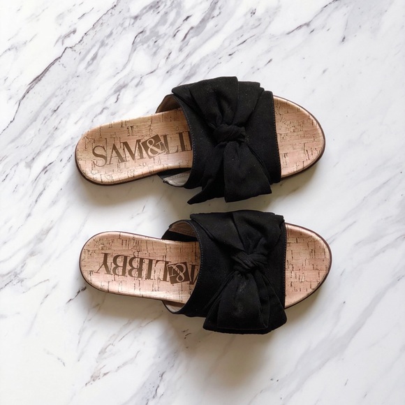 Sam & Libby Shoes - Sam & Libby Black Bow Slides